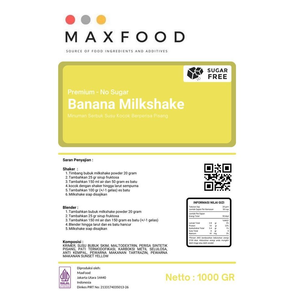 

TERBARU 1 KG PREMIUM NO SUGAR BANANA MILKSHAKE / BUBUK MILKSHAKE PISANG !!!!!