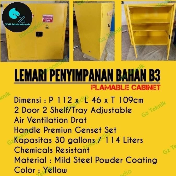 

Lemari Penyimpanan B3 Flamable Cabinet Ukuran 112X46X109Cm Best Seller Kualitas Premium