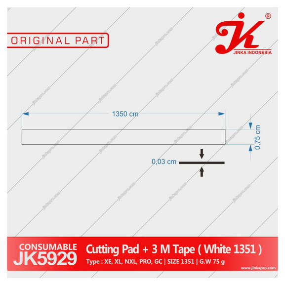 

Jk5929 - Jinka 1351 Cutting Pad Double Tape 3M Tatakan Pisau Mesin