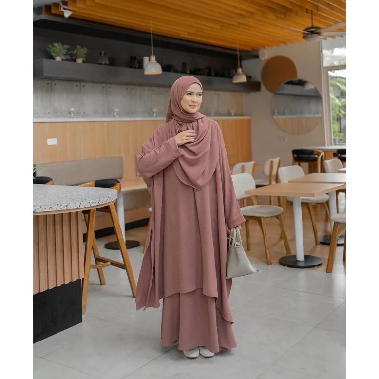 Gamis Abaya Remaja Set Azzahra Tunik Syari Tunik Jumbo + Rok + Pashmina Oval Tunik Gamis Abaya Remaj