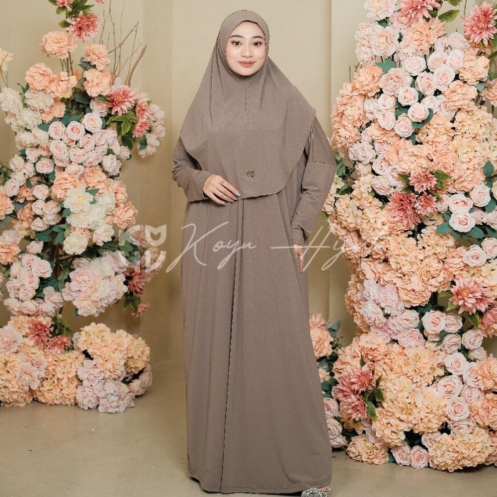 Gamis Abaya Remaja Koyu Plain Set + Hijab Gamis Abaya Remaja