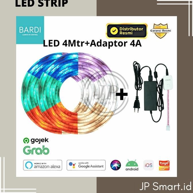 Paket 2 Bardi Led Strip 4Mtr+ Adaptor 4A For Smart Home/Google /Tuya CV Megah Jaya