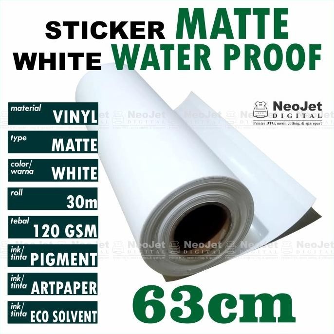 

Stiker Sticker Vinyl Matte Inkjet Waterproof Doff Doft Mate 63Cm Putih
