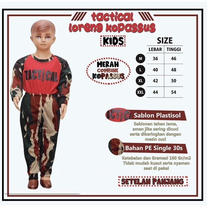 Baju Kaos Anak Setelan Tactical Lengan Panjang