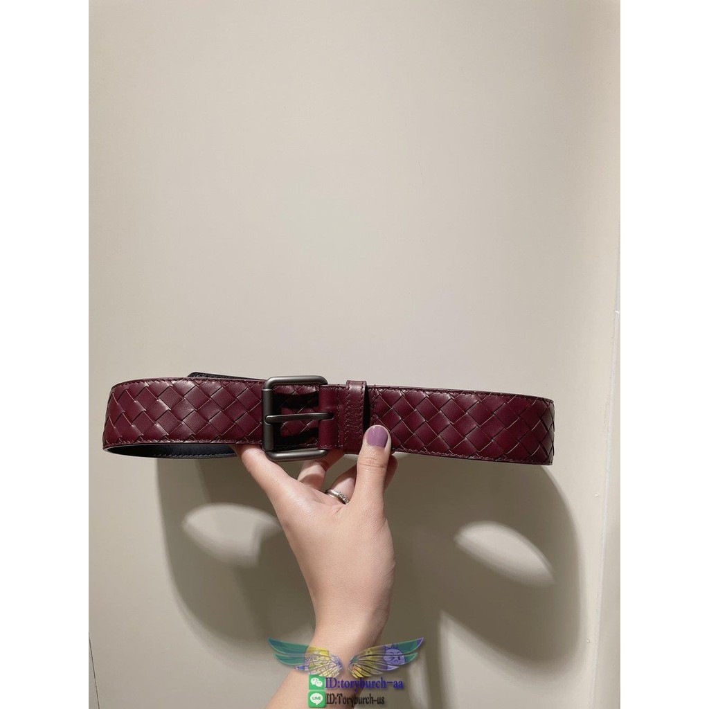 Braided BV men's eyelet buckle belt reversible leather belt Polo skirt golf pants belt 4cm