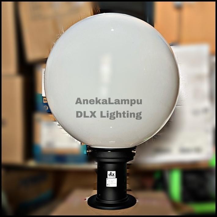 LAMPU PAGAR PILAR BULAT 40CM BOLA PUTIH SUSU DLX LIGHTING TAMAN