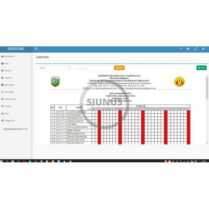 Program Aplikasi Absensi Siswa (Sms Gateway)