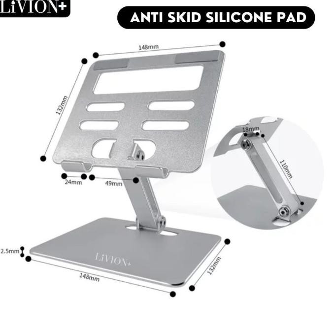 Stand Holder Ipad Pro Tablet Livion+ Dudukan Aluminium Ipad Big Size