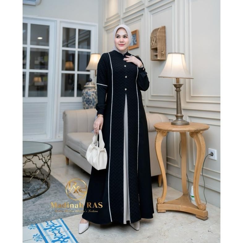 Gamis Abaya Remaja Aluna Dress Kashmir Jetblack Otoman Mewah Dan Elegant Madinah Ras Gamis Abaya Rem