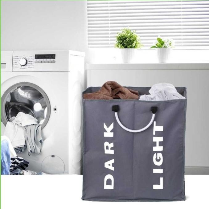 Keranjang Baju Pakaian Kotor Lipat Sekat Foldable Laundry Bag Basket