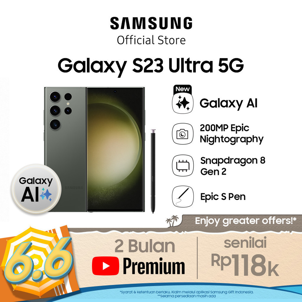 Samsung Galaxy S23 Ultra 5G 12GB/512GB - Green, Handphone AI