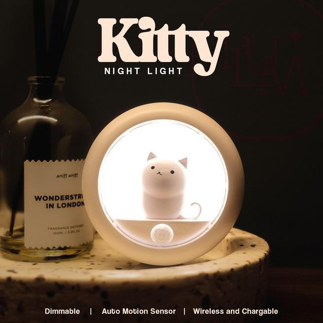 Kitty Night Light Lampu Tidur Kucing 3D Anak Dengan Sensor Dimmable | Myers.Warung