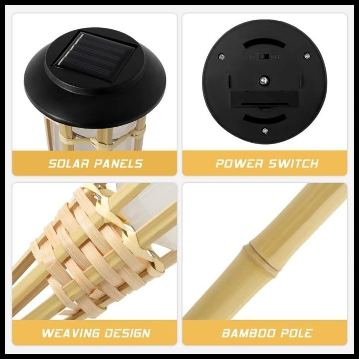 LAMPU TAMAN LED TANCAP TENAGA SURYA BULUH / LAMPU API HIAS TAMAN BAMBU