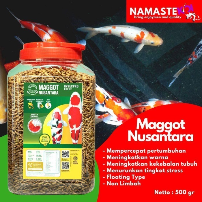 LARVA MAGGOT BSF KERING, PAKAN KOI, MICROWAVE DRY BSF NON LIMBAH