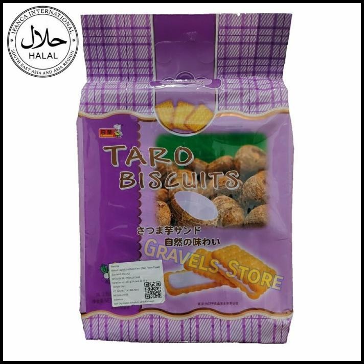 

[Logo Halal] Bairong Taro Cream Sandwich Biscuits - Biskuit Rasa Taro