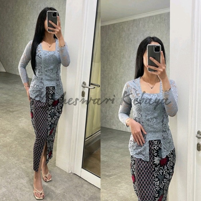 Kebaya Bali Set/Kebaya Bali Panjang Silver Rok Silver K01