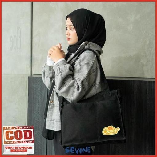 Original Sevine Totebag Kanvas Rebecca Zodiac Tas Wanita Tote Bag Kuliah Sekolah Sekat Kantong Resle