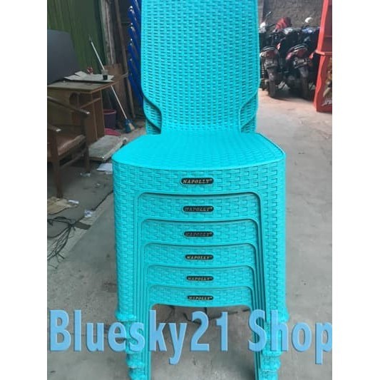 Ready Stok - [Warna Hijau] Kursi Sender Plastik Anyaman Rotan Napolly 2R3