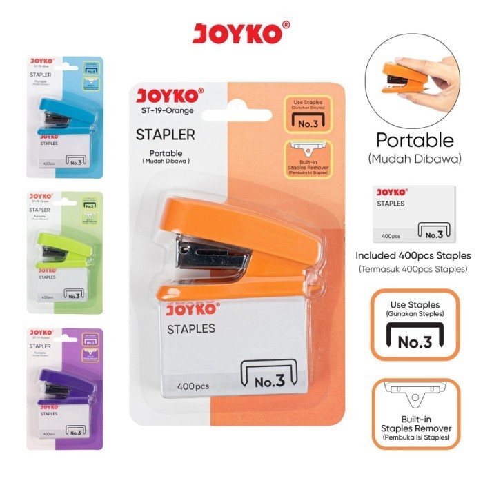 

STAPLER DAN STAPLES JOYKO ST-19 1 SET ( STEPLER + ISI ) JEPRETAN MINI