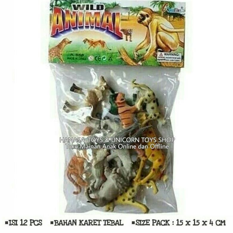 Mainan Hewan Hewanan 12Pcs Wild Animal Bahan Karet / Mainan Hewan Karet / Mainan Anak Hewan