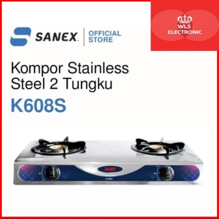 Promo Sanex Kompor Gas Stainless 2 Tungku K-608S