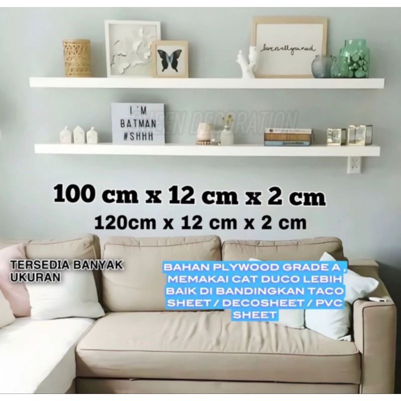 Rak Ambalan Dinding Minimalis Hiasan Papan Hambalan Kayu Laci Melayang Dinding Ukuran 60cm 80cm 100c