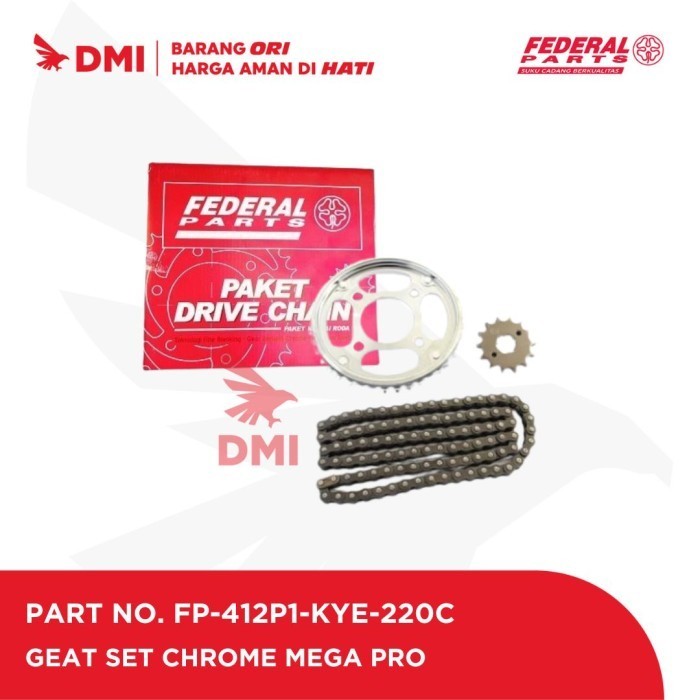 GEAR SET CHROME MEGA PRO FEDERAL ORI FP-412P1-KYE-220C