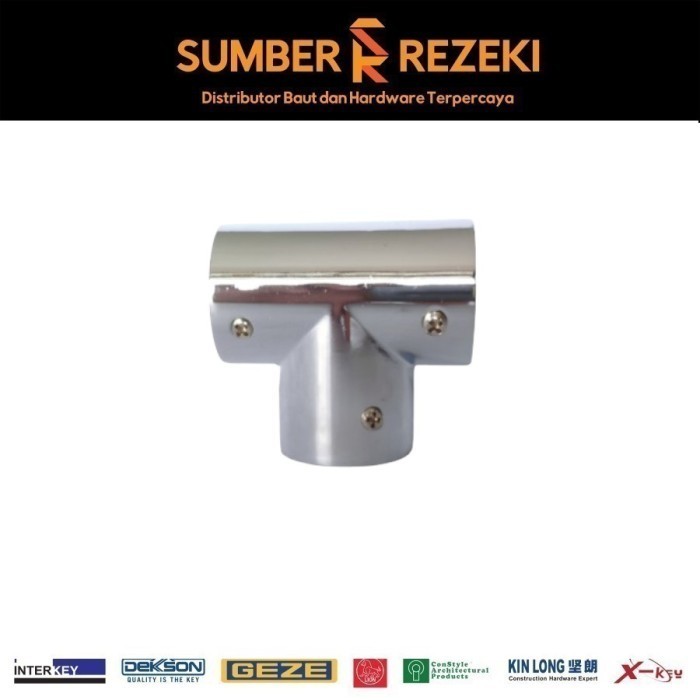 GLASS CLAMP SHOWER PIPA KONEKTOR T STAINLESS