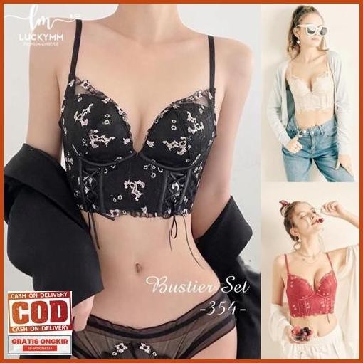 Cod Luckymm Korset Bra Push Up / Bra Set Push Up Kawat / Baju Pakaian Dalam Wanita 354 Termurah