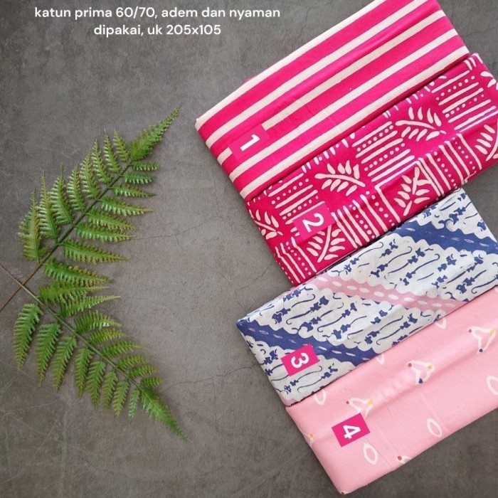 Kain Batik Cap Handmade Serian Pink Putih - Babypink - Jumputan