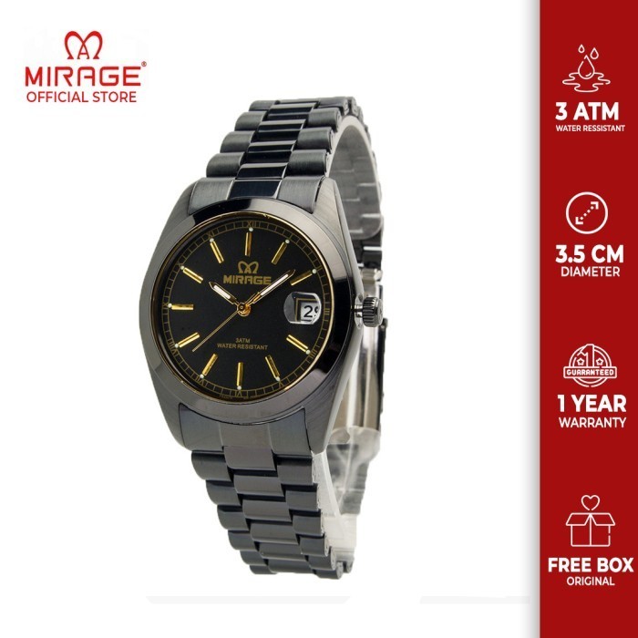 Premium Watch Original Mirage Jam Tangan Wanita Ts195M Hitam