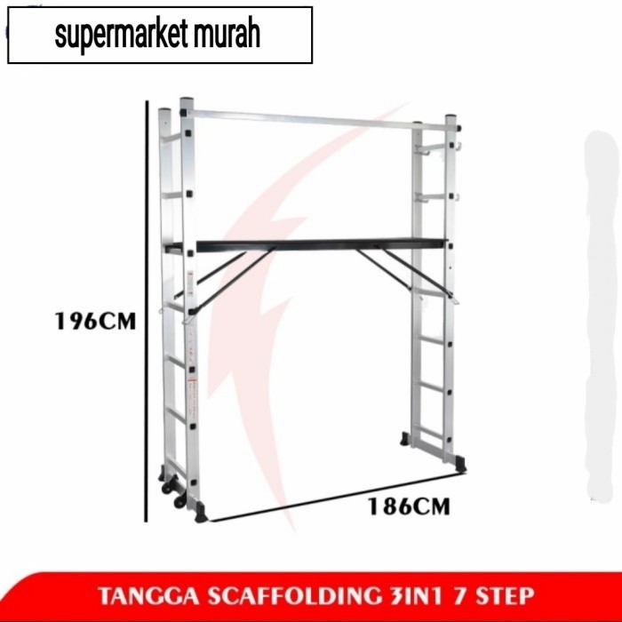 TANGGA LIPAT MODEL H TANGGA SCAFFOLDING 3IN1 7STEP LEBAR 1,8 METER