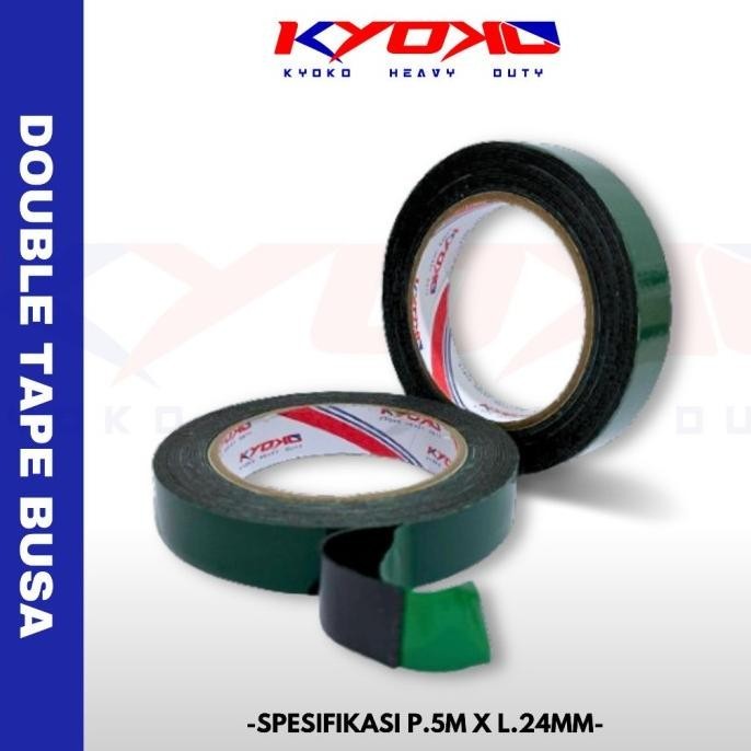 

Double Tape Foam KYOKO Hitam Release Hijau 24mmx5m CV Megah Jaya