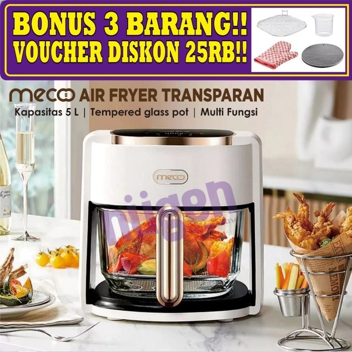 Mecoo Transparan Digital Air Fryer Air-Fryer Airfryer Kapasitas 5L 5-L