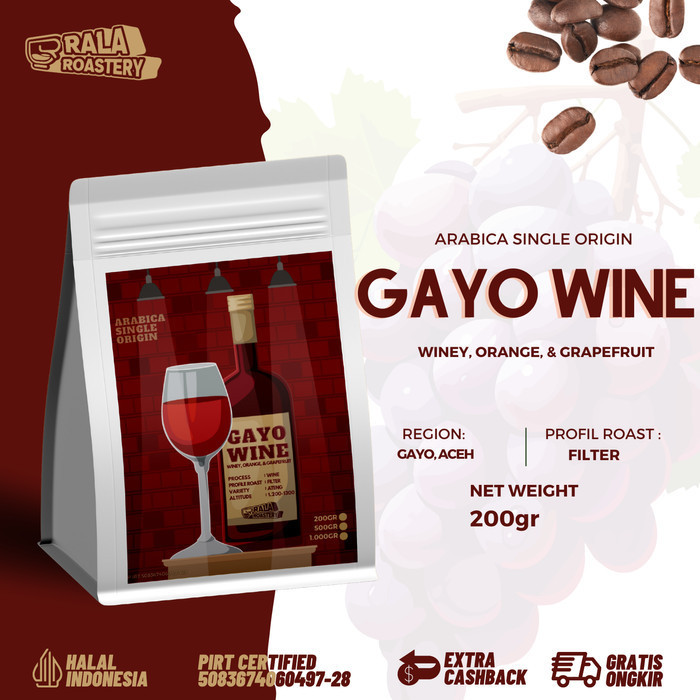

Ready Kopi Arabika Aceh Gayo Wine Biji Kopi Single Origin Arabica 200gr