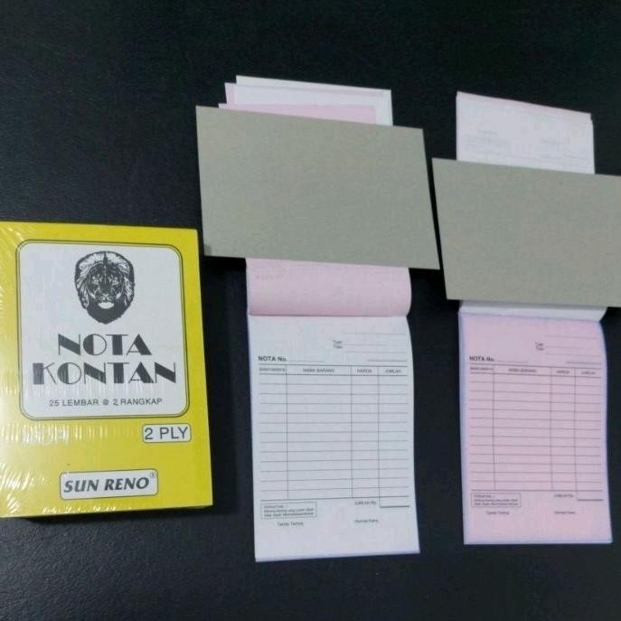 

BUKU NOTA KONTAN KECIL 2 PLY NCR/NOTA 2 RANGKAP MERK SUN RENO.MADE IN INDONESIA ORIGINAL PRODUK