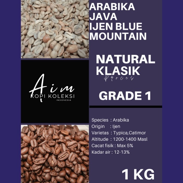 

Ready Green Bean ARABIKA JAVA IJEN - Natural proses Biji kopi mentah 1kg