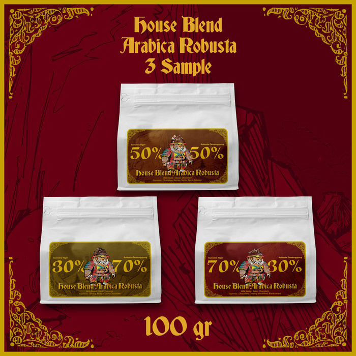 

Ready SAMPLE 3 Jenis House Blend Arabika - Robusta 100gr, Biji Kopi