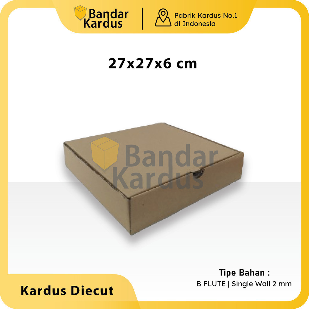 

Box Pizza Polos | Kardus Diecut Uk 27x27x6 cm| Kardus makan | Box kue | Karton kardus coklat