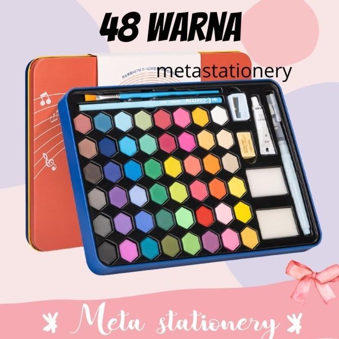 

Solid Watercolor Paint / Set Cat Air Padat 48 Warna Deli BS