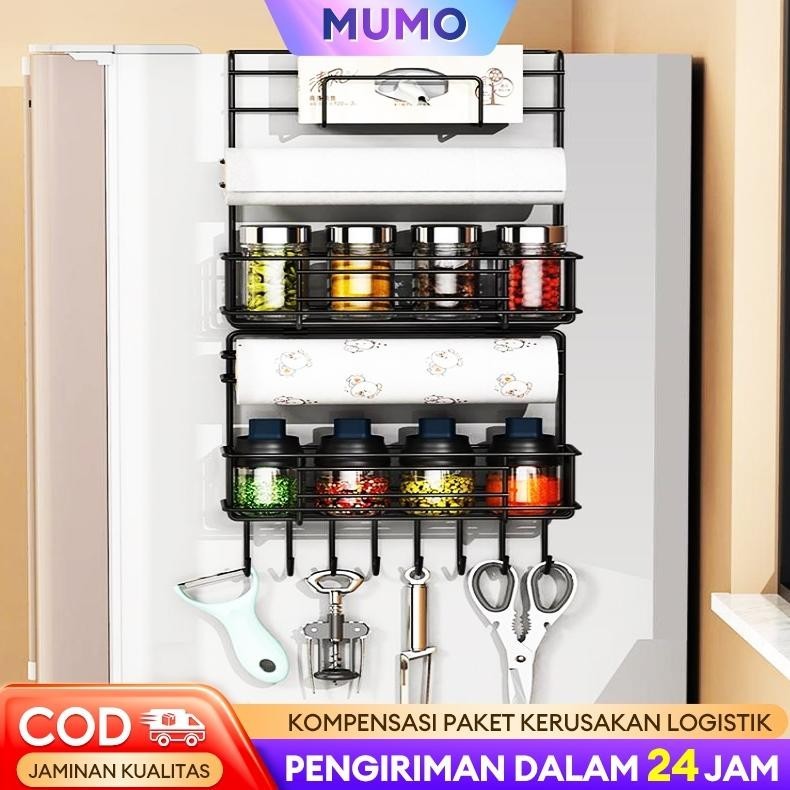 Rak Gantung Kulkas Dapur stainless steel Rak samping kulkas Rak bumbu dapur