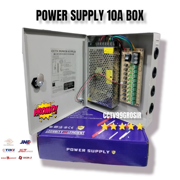 POWER SUPPLY BOX ADAPTOR CCTV 12V 10A UNTUK 8 CCTV
