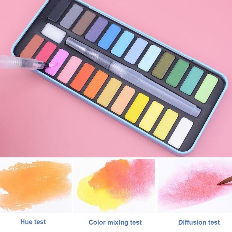 

nl-8 Kaikki Watercolor Paint Set cat air warna 24/36/48 - Solid Alat Cat Air watercolor set (Termasuk Kuas dan Kertas Gambara) Sale