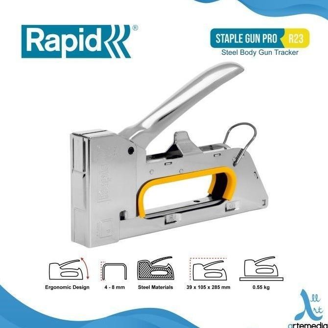 

LKJ NEW RAPIDE Staple Stapler Gun Tacker R23 - Staples Hekter Gun Tembak Manual (untuk Pengerjaan Sofa, Jok Motor, Kursi, Laminating, Dekorasi) TERLARIS