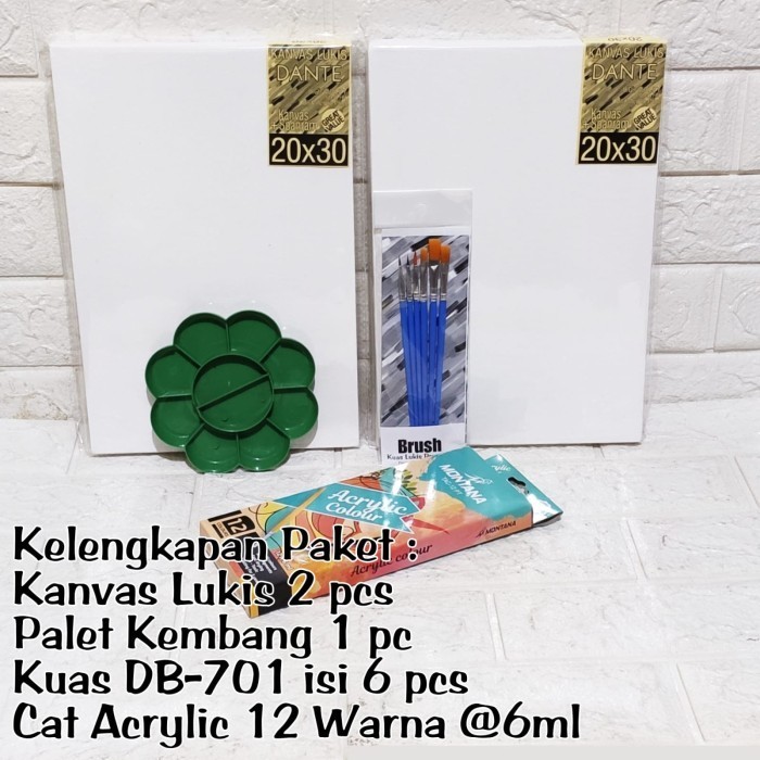 

Paket Melukis 2 Kanvas Lukis Cat Acrylic 12 warna Palet dan Kuas K01