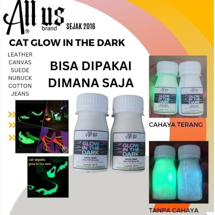 

Kilat Cat Glow In The Dark Menyala Dalam Gelap Cat Sepatu Kain Canvas K01