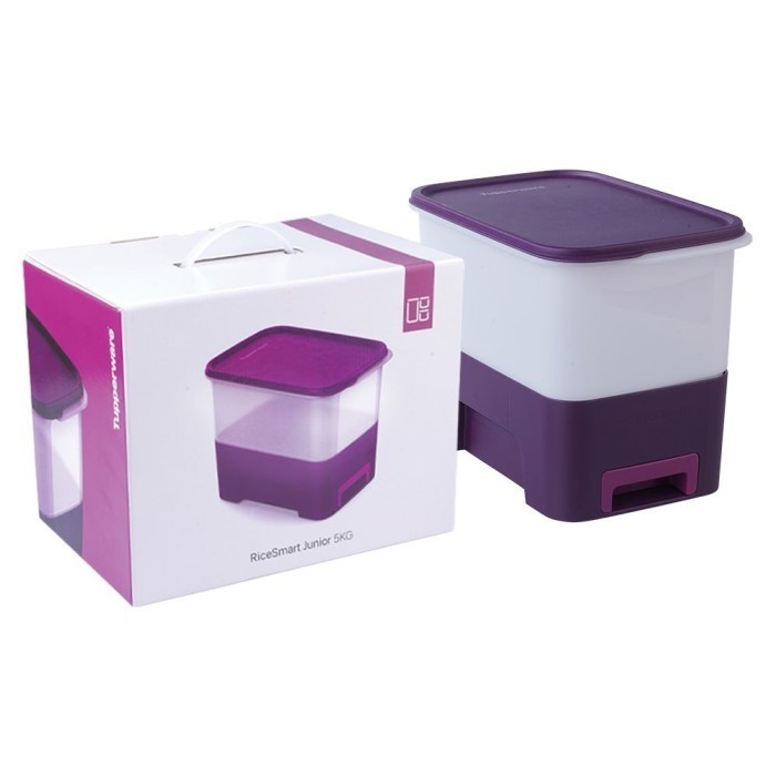 (Bayar di Tempat) Tempat beras RICE SMART tupperware 5 kg with gift box - kado [A07] - Ungu Diskon