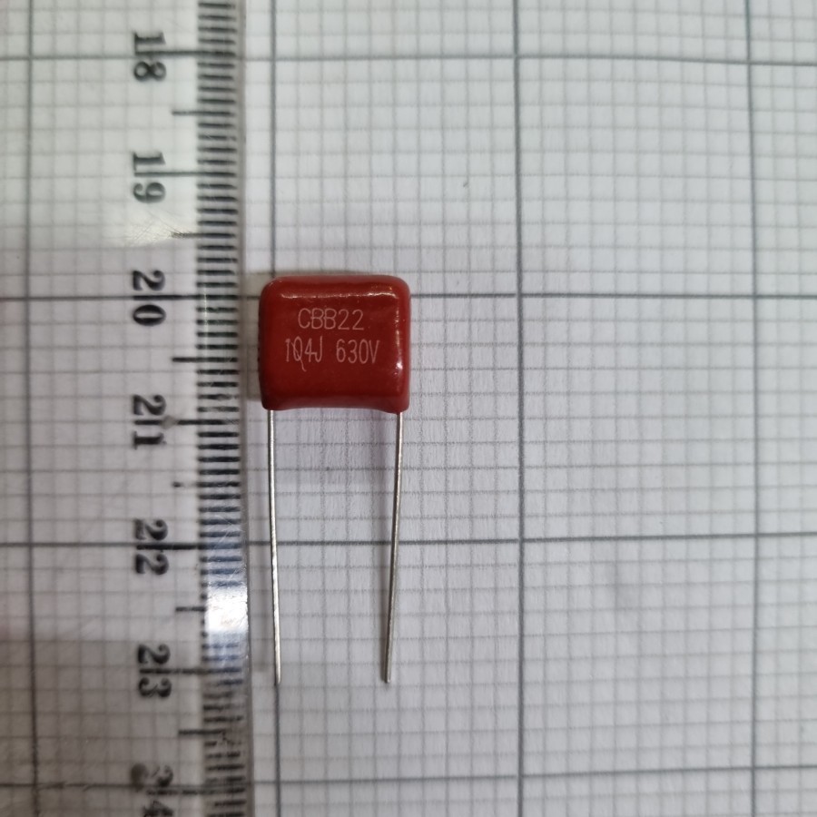 kapasitor capasitor milar merah 104j-630v 104-630v cbb22