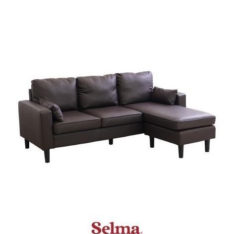 Selma Leander Sofa Sudut Modular Kulit - Cokelat