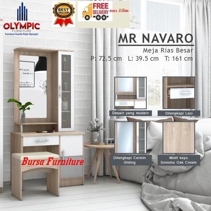 Produk Hits Set Lemari Pakaian Helena 3P + Meja Rias Navaro + Rak Tv Avr Navaro